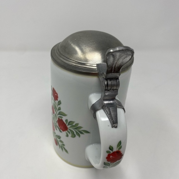 Vintage Ceramic Saint Florian beerstein from Germany with Pewter Lid - Picture 4 of 9